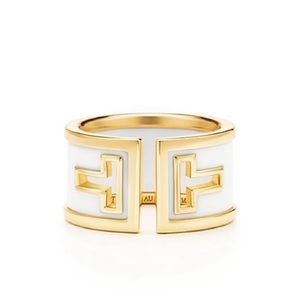 Tiffany & Co. 18k Yellow Gold Ceramic T Ring